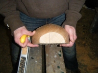 Brian checks the shaping of the stern. Photo: SR